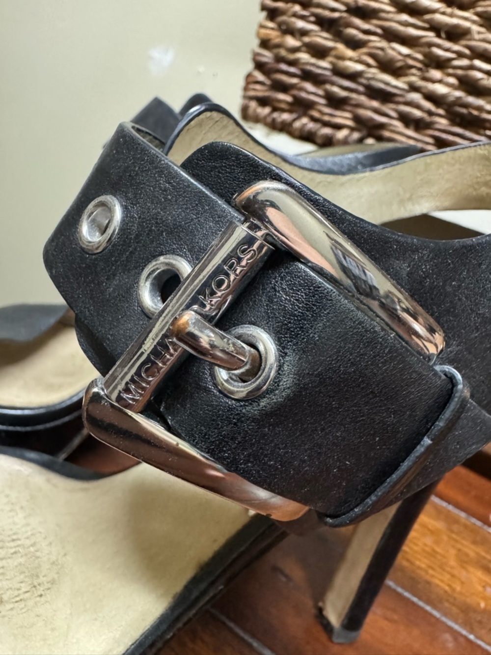 Michael Kors Black Leather Platform Heels - Women's Fashion Sandals - Picture 6 of 7